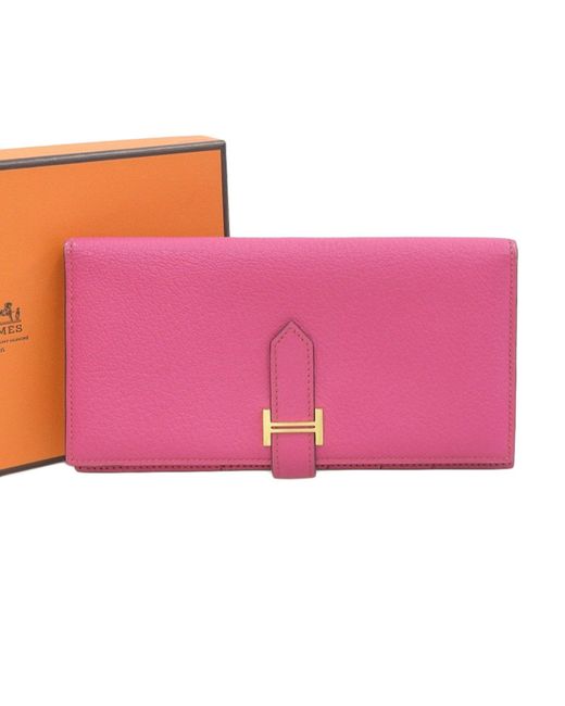 Hermès Pink Béarn Leather Wallet (pre-owned)