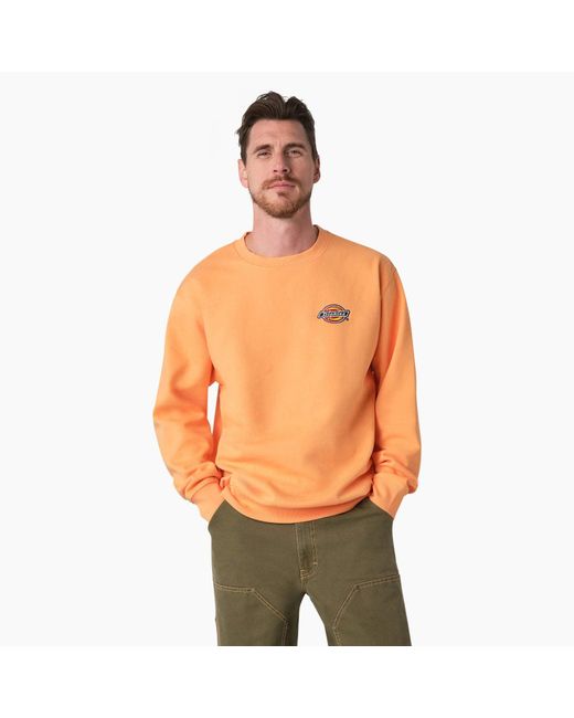 Dickies Orange Fleece Embroidered Chest Logo Sweatshirt for men
