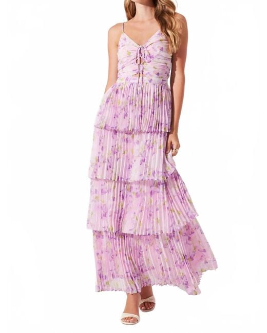 Astr Pink Daytona Pleated Floral Maxi Dress