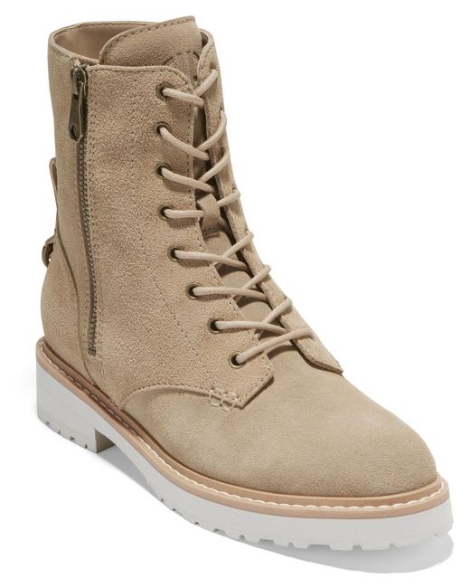 Cole Haan Natural Greenwich Suede Waterproof Combat & Lace-up Boots
