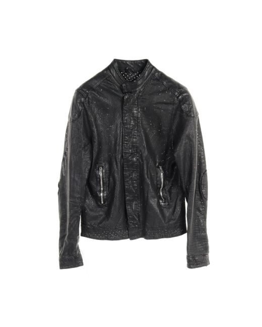 Giorgio Brato Black Jacket Leather Punching