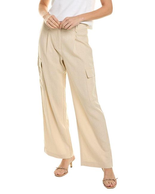 Ellen Tracy Natural Linen-blend Cargo Pant