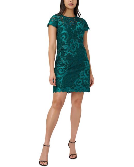 Adrianna Papell Green Shift Midi Cocktail And Party Dress