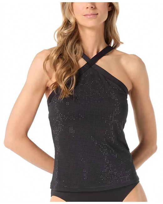 Michael Kors Black Studded High Neck Tankini