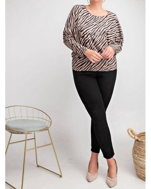 Easel Green Zebra Suede Plus Top