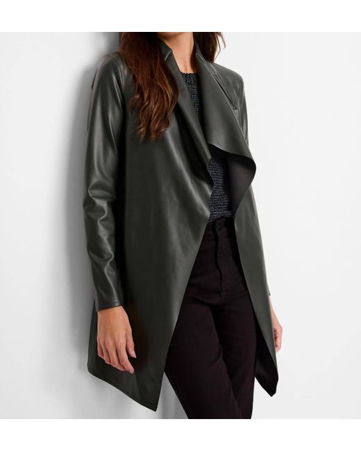 NIC+ZOE Black Faux Leather Lounge Around Jacket