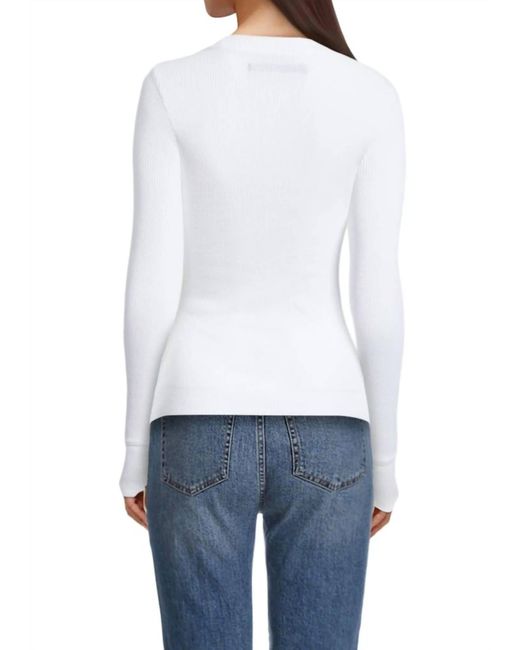 Enza Costa White Laundered Thermal Henley Top