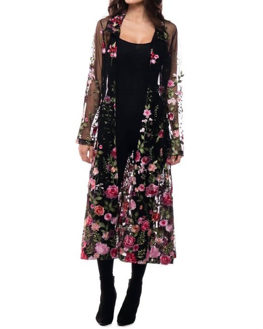 Adore Black Embroidered Mesh Duster Jacket