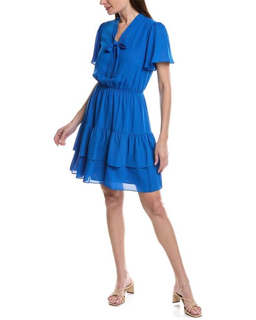 Nanette Lepore Blue Crepe Chiffon Mini Dress