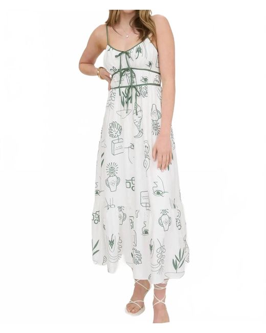 Blu Pepper Women's White Doodle Max Dress With Adjustable Straps Blu Pepper Women's White Doodle Max Dress With Adjustable Straps