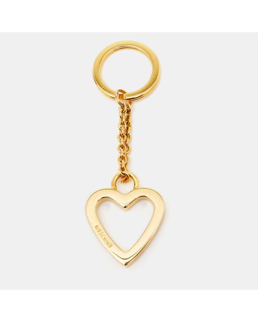 Moschino Metallic By Well Heart Gold Tone Keyring
