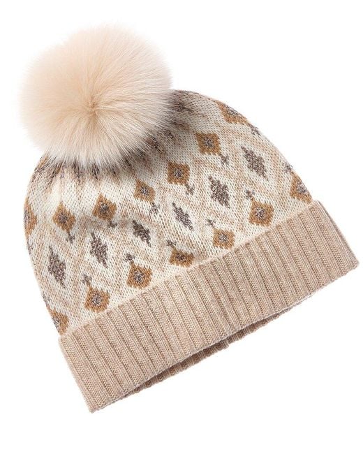 Sofiacashmere Natural Sofiacashmere Lurex Fairisle Wool & Cashmere-Blend Hat