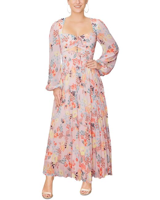 Rachel Roy Pink Chiffon Floral Midi Dress