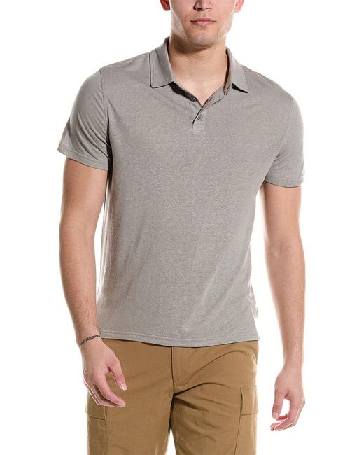 Onia Gray Linen-blend Polo Shirt for men