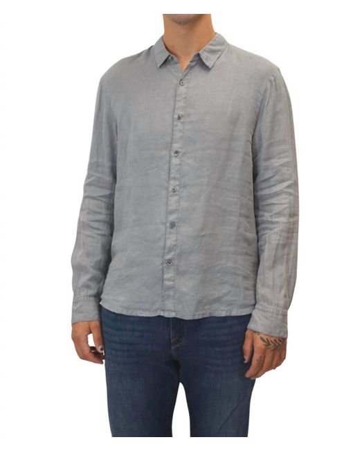 James Perse Gray Classic Linen Shirt for men