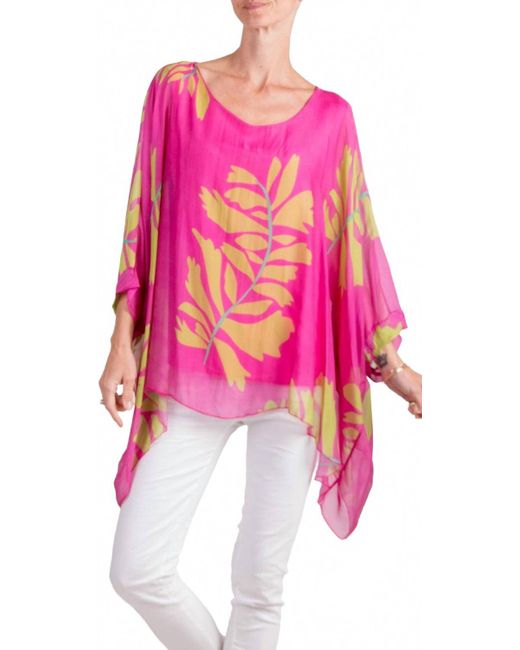 Gigi Moda Pink Seta Foglia Kaftan
