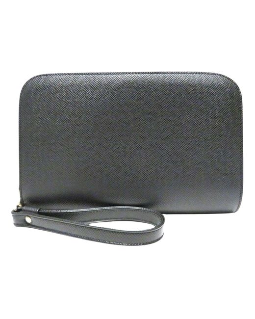 Louis Vuitton Gray Baikal Leather Clutch Bag (pre-owned) for men