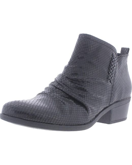 BareTraps Women's Blue Grafton Faux Leather Ruched Ankle Boots