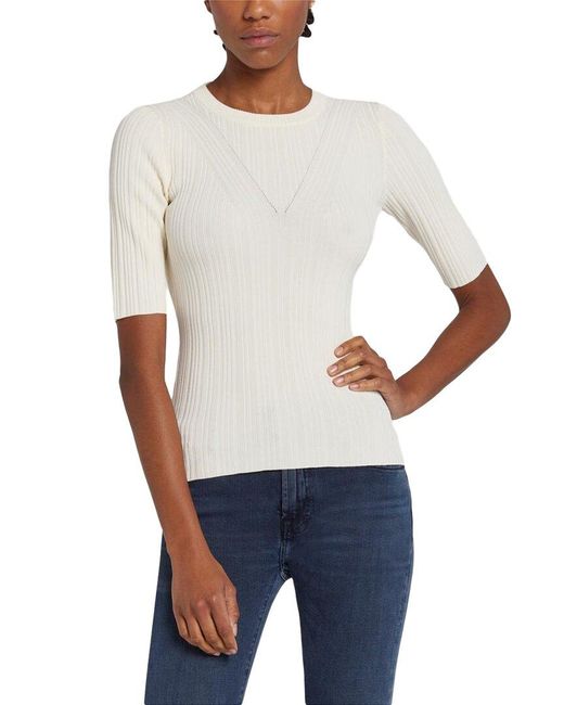 7 For All Mankind White Detail Back Rib Top
