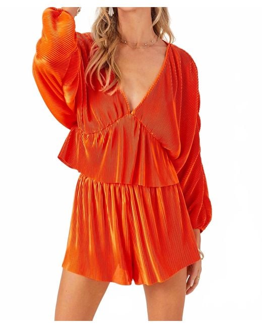 Day + Moon Red Sunkist Deep V Top