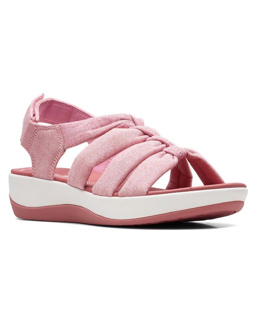 Clarks Pink Arla Fern Open Toe Ankle Strap Slingback Sandals