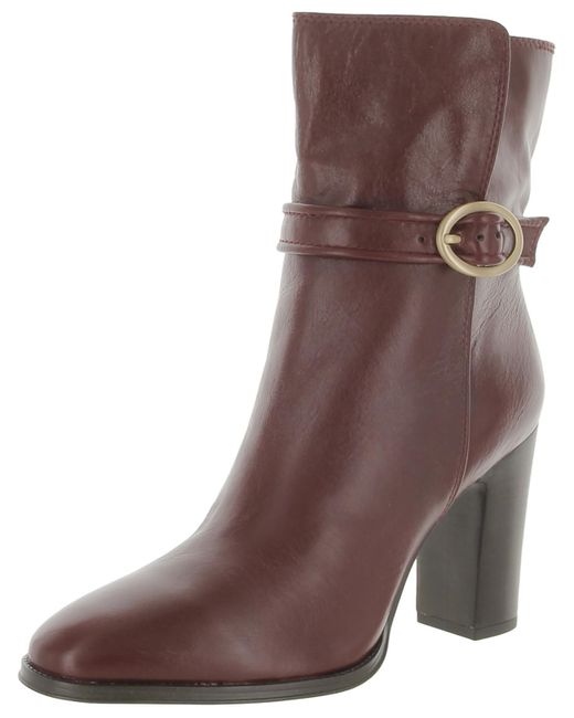 Franco Sarto Brown Informa Wren Leather Pull On Ankle Boots