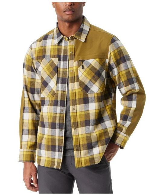 BASS OUTDOOR Metallic Utility Flannel Shacket Plaid Brushed Twill Ups4 for men