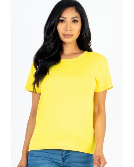 TRUEDAMES Yellow Basic Short Sleeve T-Shirt
