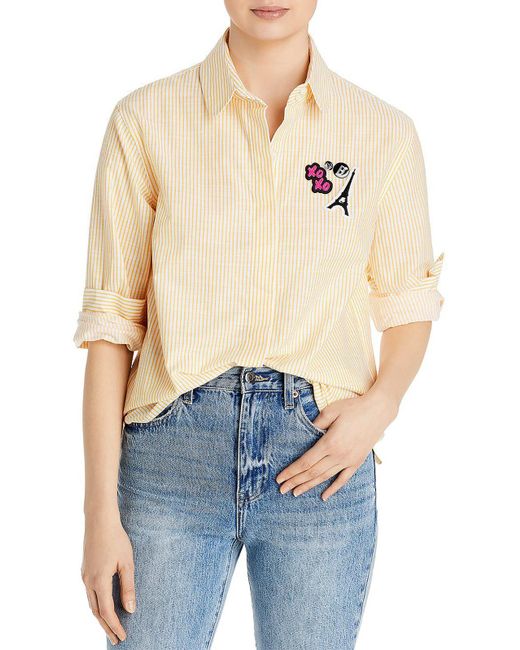 Karl Lagerfeld Button-down Striped Blouse in Blue | Lyst