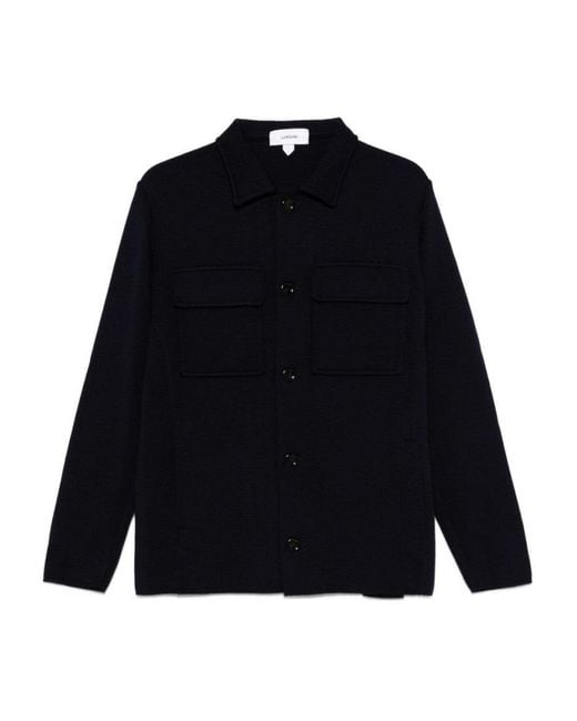 Lardini Blue Wool Jacket With Button Front for men