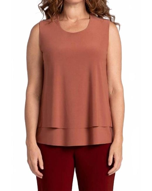 Sympli Red Sleeveless Double Layer Shell Top