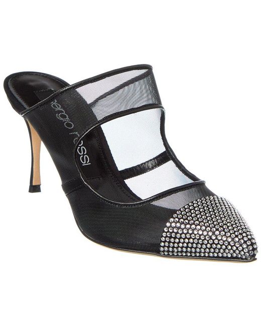 Sergio Rossi Black Satin & Mesh Pump