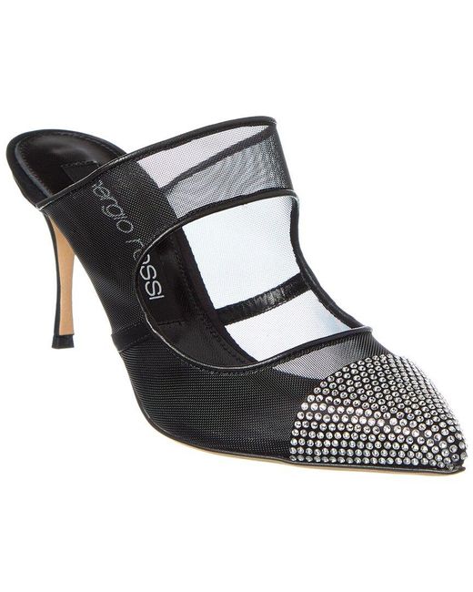 Sergio Rossi Black Satin & Mesh Pump