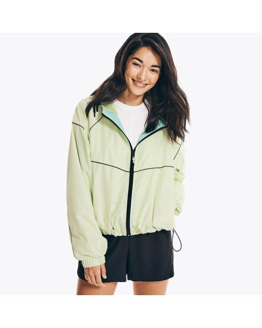 Nautica Synthetic Navtech Packable Windbreaker Jacket in Green Lyst