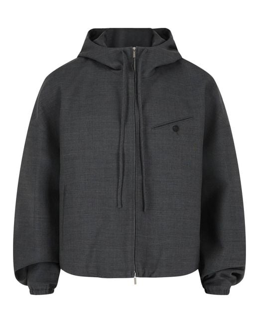 Ferragamo Black Wool Zip-Up Jacket for men