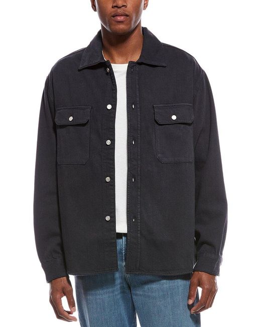 FRAME Black Textured Terry Overshirt for men