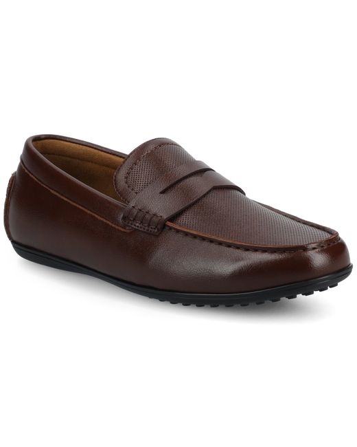 Vance Co. Brown Vance Yates Medium And Wide Width Perforated Slip-On Driving Penny Loafer for men