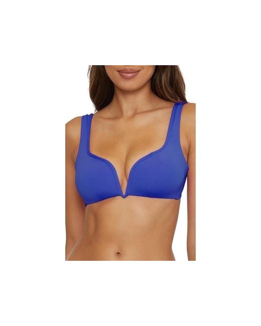 Becca Blue Erin Bralette Bikini Top Stretch V-Wire Swimwear Buu1053