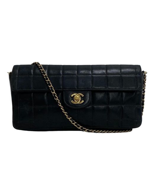 Chanel Black Chocolate Bar Leather Shoulder Bag (pre-owned)