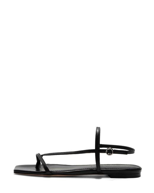 Aeyde Black Square Toe Sandals With Adjustable Ankle Strap