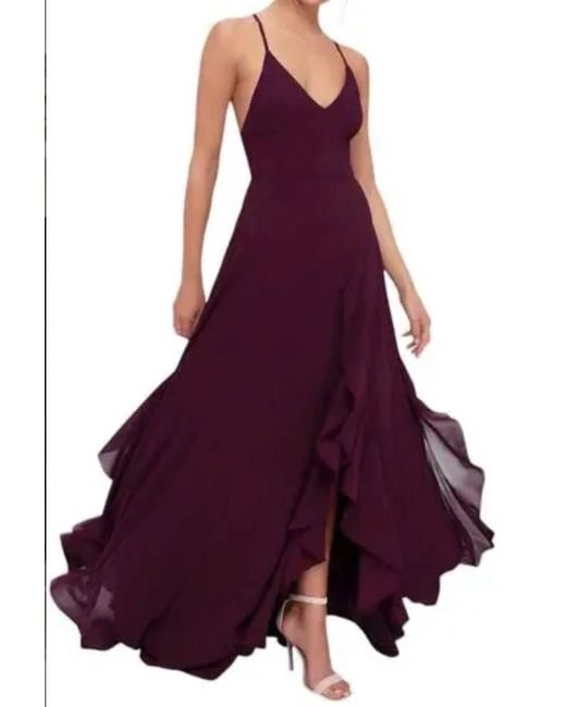 Lulus Purple Lorenz Ruffled Lace-Up Maxi Dress