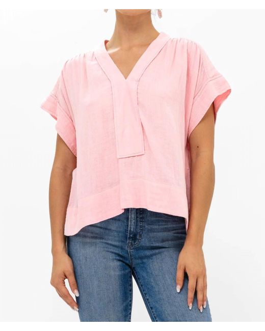 Oliphant Pink Roll Sleeve Top