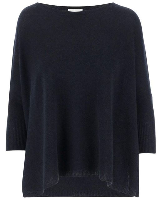 Allude Blue Wool Blend Pullover With Rhinestones And Studs