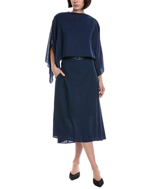 akris blue dress Akris Punto Navy Pleated Maxi Dress 4 / Navy main image 0