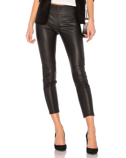 David Lerner Black Gemma Mid Rise Vegan Leather leggings