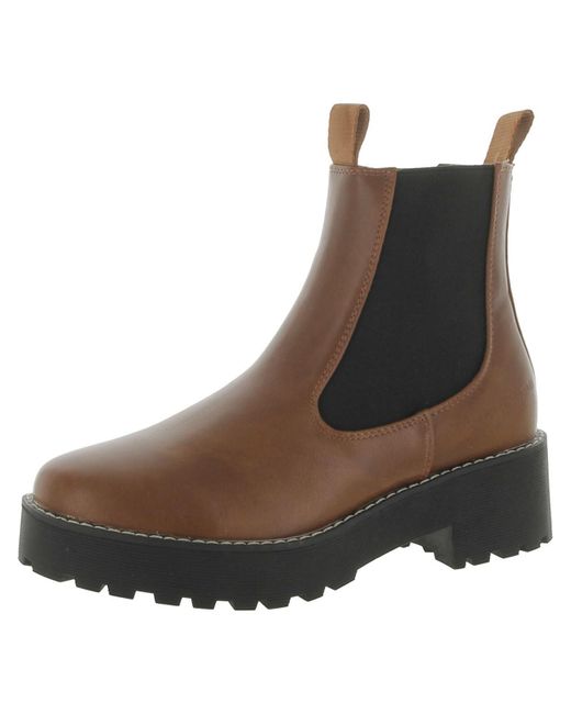 French Connection Brown Mia Faux Leather Chelsea Boots
