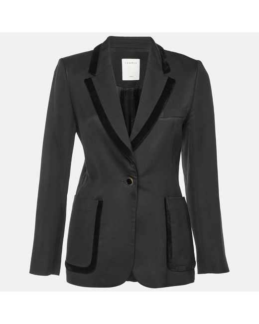 Sandro Black Gabardine Tailored Jacket