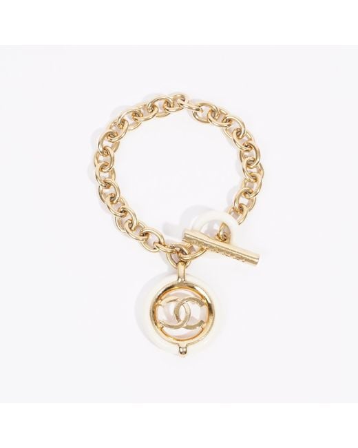 Chanel Metallic Chain Bracelet / Cream Base Metal 18cm
