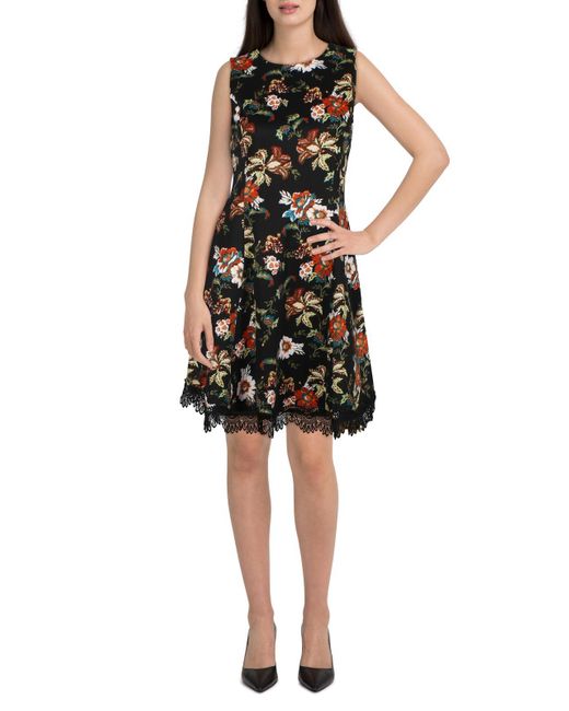 Donna Ricco Floral Knee Fit Flare Dress in Black Lyst