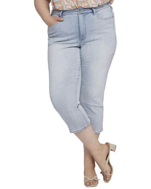 NYDJ Women's Blue Plus Joni Enchant High-rise Capri Jean
